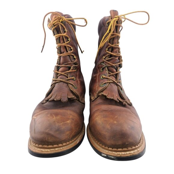VTG Farm & Ranch Leather Lace Up Work Boots Mens 10 Moc Toe Western Rancher main image 14